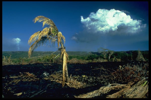 589029 Cooled Lava, Pu'u O'o Volcano In Background A4 Photo Print
