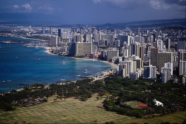 589047 Panorama From Diamond Head, Waikiki A4 Photo Print