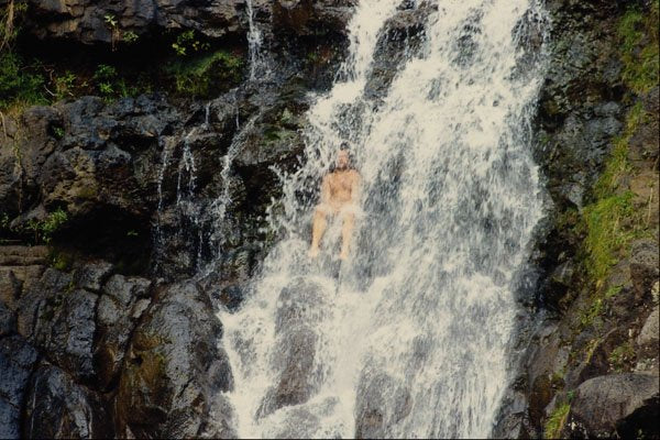 589053 Sitting Under The Waterfall A4 Photo Print