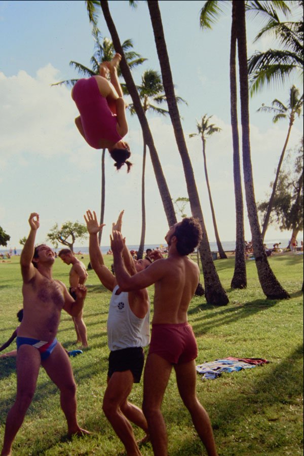 589079 Young Gymnasts Practice Routines, Waikiki Beach A4 Photo Print