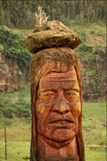 589085 Huge Log Sculpture, Tribute To Native Americans, North Oahu A4 Photo Print