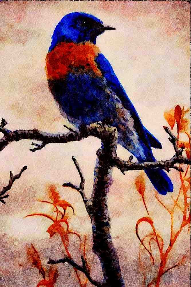 591081 Western Bluebird A4 Limited Edition Watercolour Print