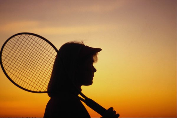 592019 Tennis Player At Sunset A4 Photo Print