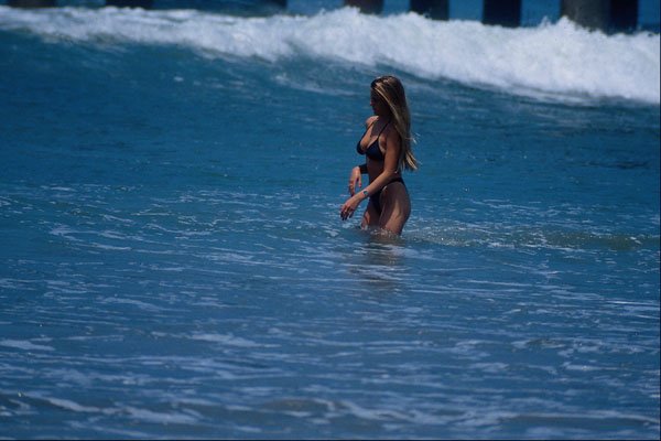 592028 Bikini Lady In The Cool Blue Water A4 Photo Print