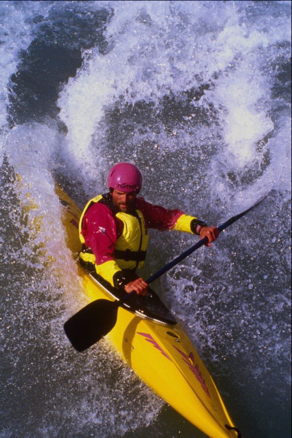 592076 Canoeist Jan Kellner Surfs A River Wave, Switzerland A4 Photo Print