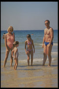 592088 Family On Beach, Brittany, France A4 Photo Print