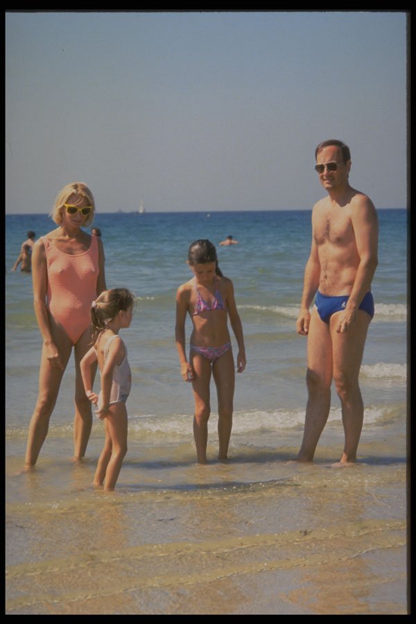592088 Family On Beach, Brittany, France A4 Photo Print