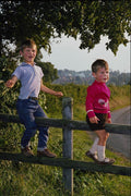 592092 Two Boys On Fence A4 Photo Print