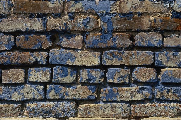 593096 Gray And Blue Painted Weathered Brick A4 Photo Print