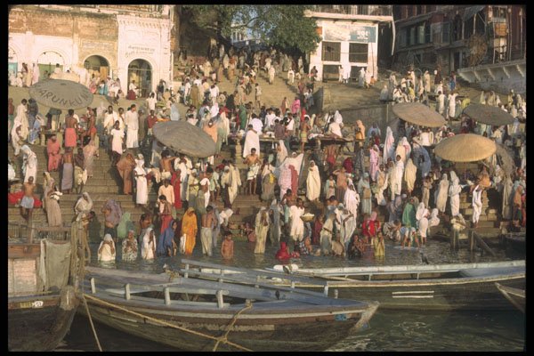 595004 Bathers In The Ganges River A4 Photo Print