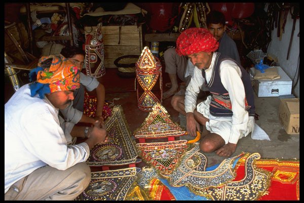 595008 Buying Embroidered Decorations, Jaipur Market A4 Photo Print