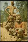595029 Brick Kiln Workers, Rajasthan A4 Photo Print