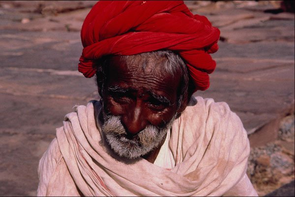 595045 Red turbaned Peasant From Rajasthan A4 Photo Print