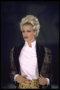 596036 Woman In White High necked Blouse And Smoking Jacket A4 Photo Print