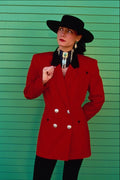 596089 Western Scarlet Jacket With Velvet Collar A4 Photo Print
