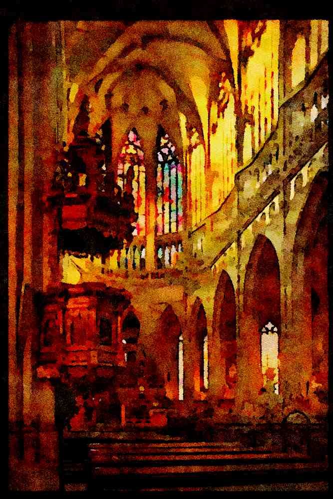 597021 Cathedral Vita, Prague, Czech Republic A4 Limited Edition Watercolour Print
