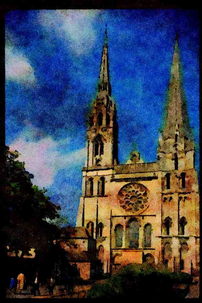 597022 Cathedral, Chartres, France A4 Limited Edition Watercolour Print