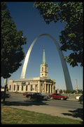 597031 Gateway Arch With Old Cathedral, St. Louis, Missouri A4 Photo Print