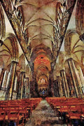 597040 Inside Salisbury Cathedral, Isle Of Man A4 Limited Edition Watercolour Print