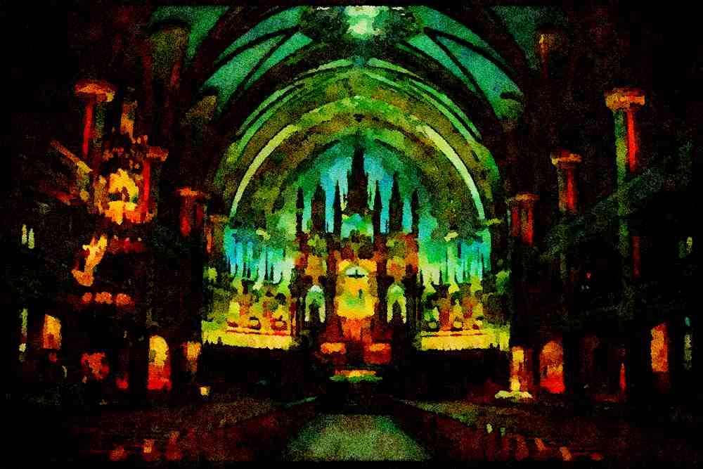 597045 Inside The Cathedral, Montreal, Quebec, Canada A4 Limited Edition Watercolour Print