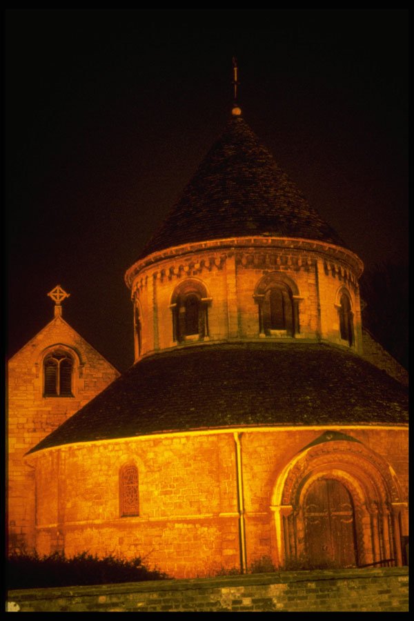 597047 Round Church Floodlit, Cambridge, England A4 Photo Print