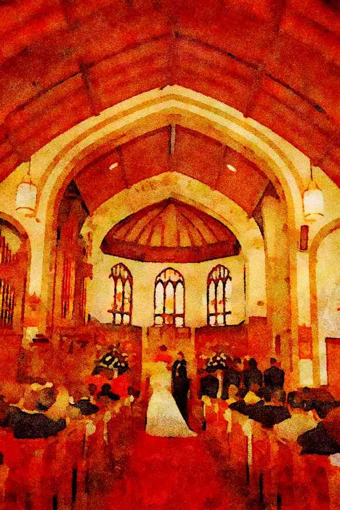 597057 Wedding Chapel A4 Limited Edition Watercolour Print