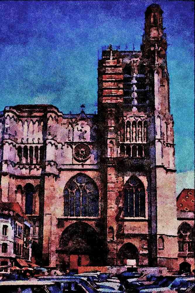 597062 Cathedral, Sens, France A4 Limited Edition Watercolour Print