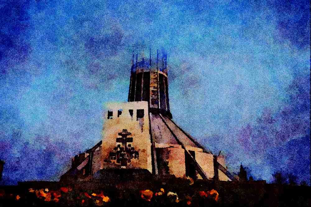 597065 Liverpool Catholic Cathedral, England A4 Limited Edition Watercolour Print