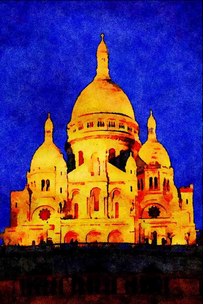 597066 Sacre Coeur, Paris, France A4 Limited Edition Watercolour Print