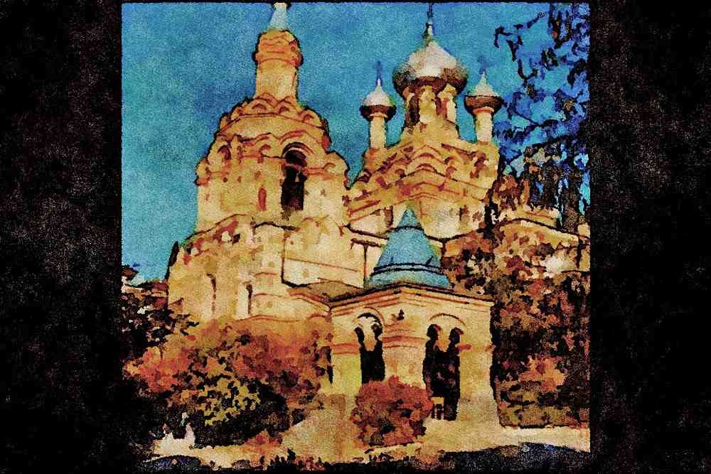 597070 Russian Orthodox Church, Yalta, Russia A4 Limited Edition Watercolour Print