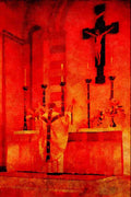 597078 Priest Praying During Mass, Haywards Heath, England A4 Limited Edition Watercolour Print
