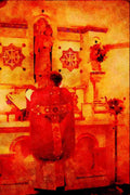597079 Priest Elevating Chalice At Mass, East Grinstead, England A4 Limited Edition Watercolour Print