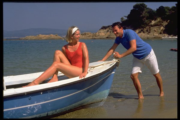 598029 Couple In Boat, Greece A4 Photo Print