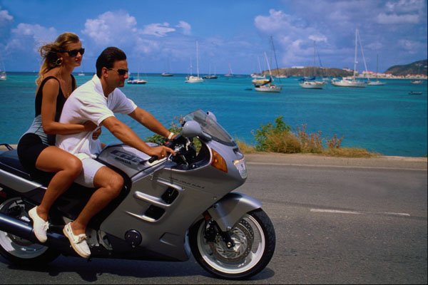598093 Motorcycling On A Caribbean Island A4 Photo Print