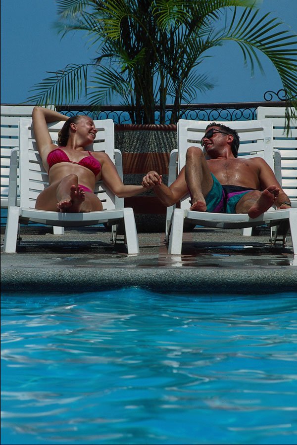 598098 Sunbathers At Pool, Decameron Hotel, Santa Marta, Colombia A4 Photo Print