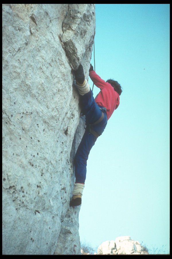 599009 Climber Stemming Wall, Drevenik, Slovakia A4 Photo Print