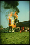 599031 Motorcyclist Showman Jumping Through Fire A4 Photo Print