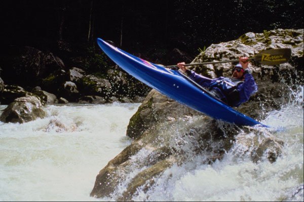599072 Canoeist Shaun Baker Jumping A Rock, Lofer, Austria A4 Photo Print