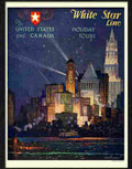 5E white star line walter thomas 1920s travel poster 2 Advert A4 Photo Print