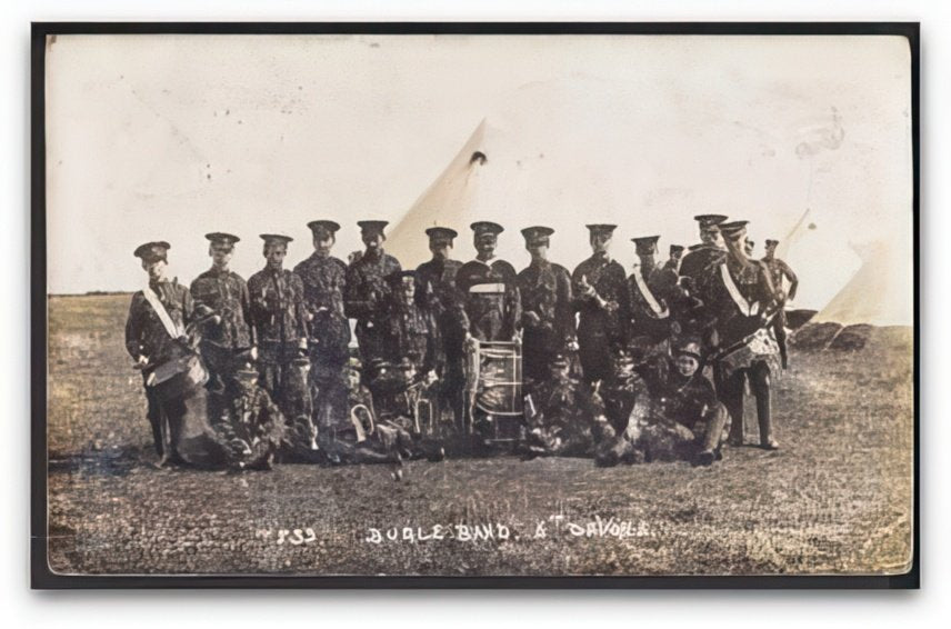 5th Devonshire Regiment Bugle Band Pose At Camp Unlocated Vintage A4 Photo Print