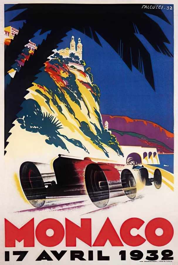 6 Monaco Grand Prix Vintage Advert A4 Photo Print