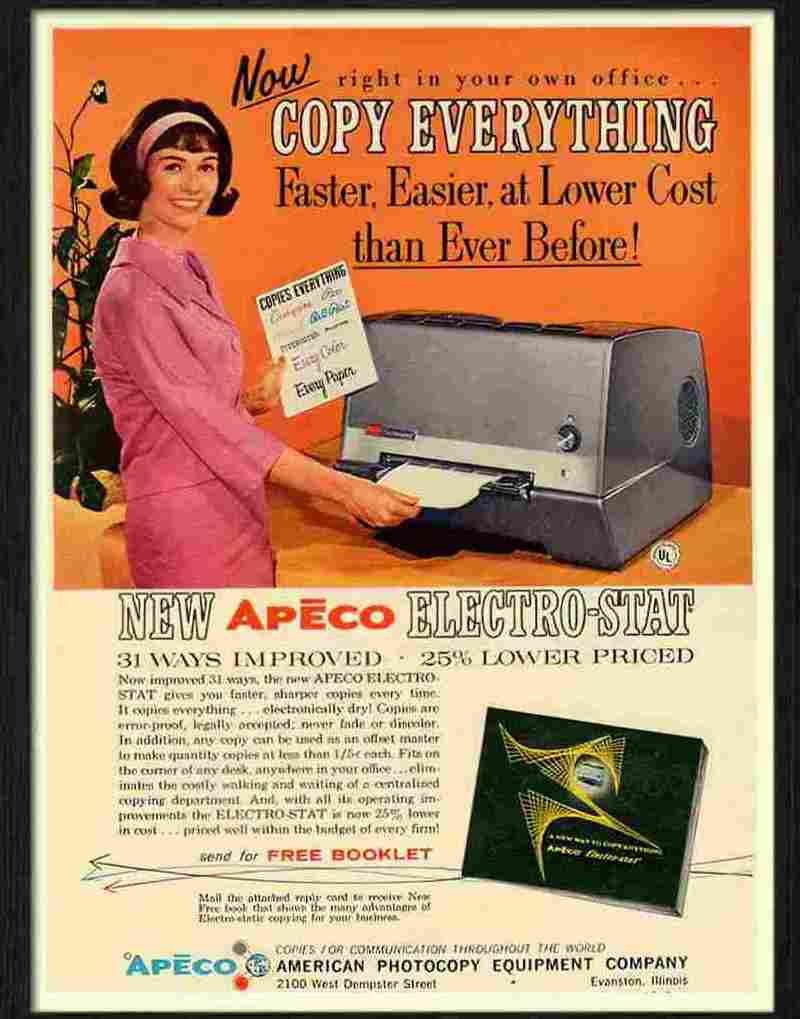 6 apeco electrostat copier 1963 Advert A4 Photo Print
