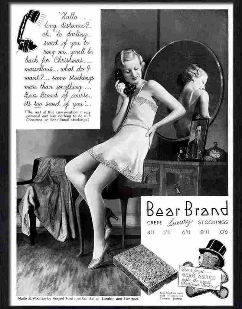 6 bear brand stockings art deco advert 1930s 2 Advert A4 Photo Print