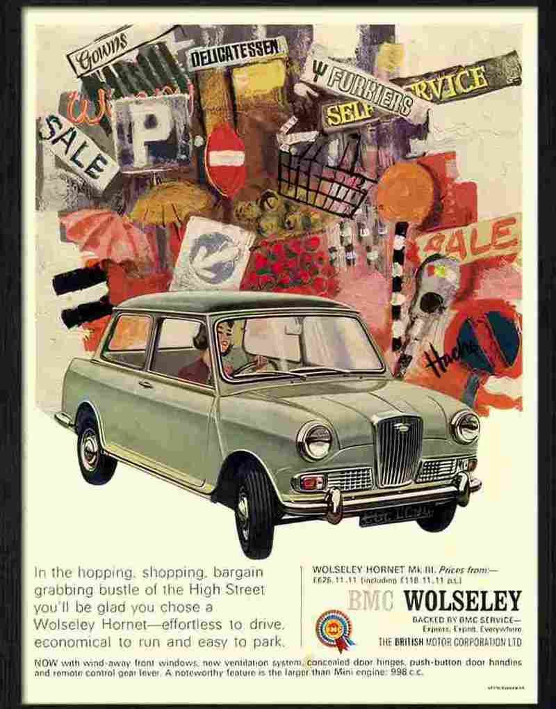 6 car advert 1960s wolseley hornet 2 Advert A4 Photo Print