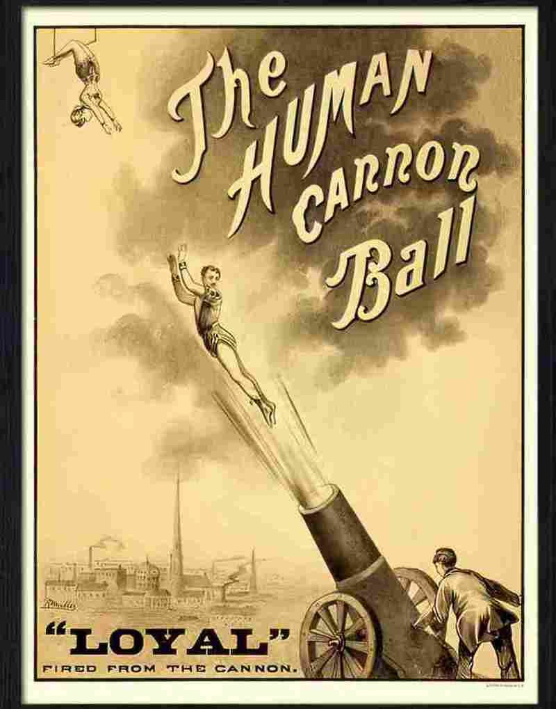 6 human cannon ball Advert A4 Photo Print
