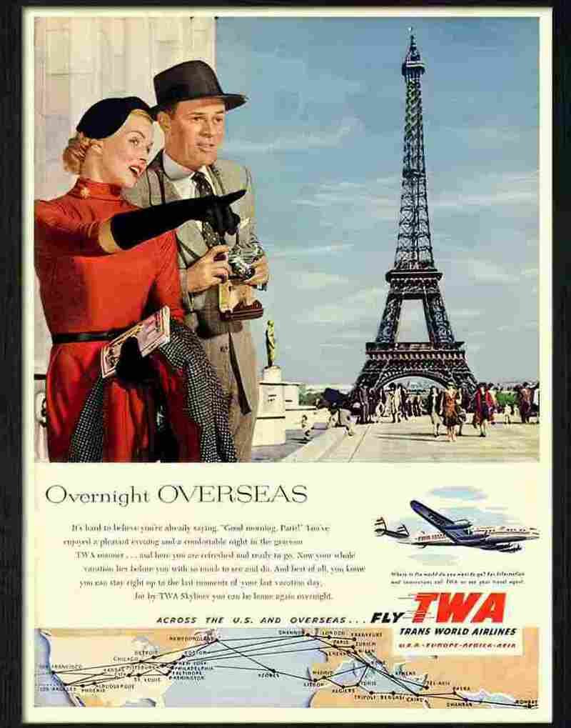 6 twa air travel paris 1950s Advert A4 Photo Print