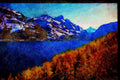 603015 Lake Of Sils In Graubuenden, Switzerland A4 Limited Edition Watercolour Print