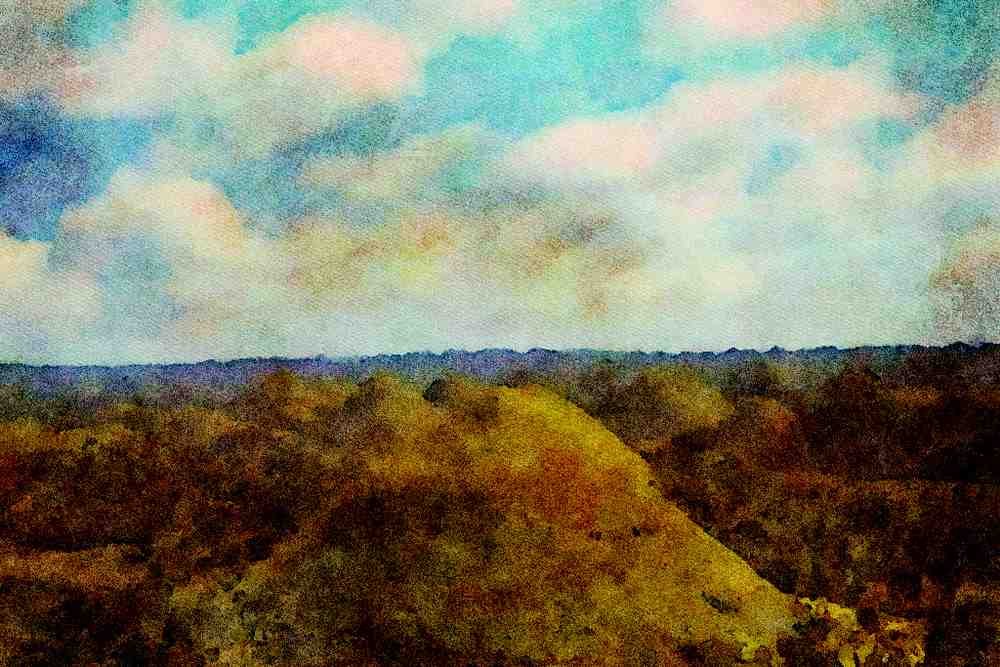 603025 Chocolate Hills, Bohol, Philippines A4 Limited Edition Watercolour Print