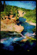 603041 Bow Falls, Alberta, Canada A4 Limited Edition Watercolour Print