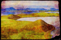 603061 The Myvatn Lake With Old Volcanoes, Iceland A4 Limited Edition Watercolour Print